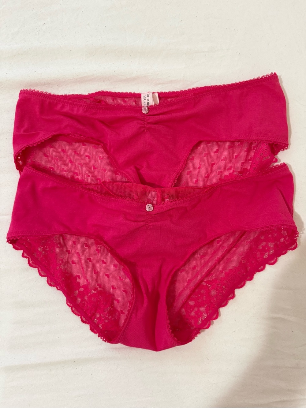 Victoria's Secret Bright Pink Lace Bikini Briefs - Set of 2